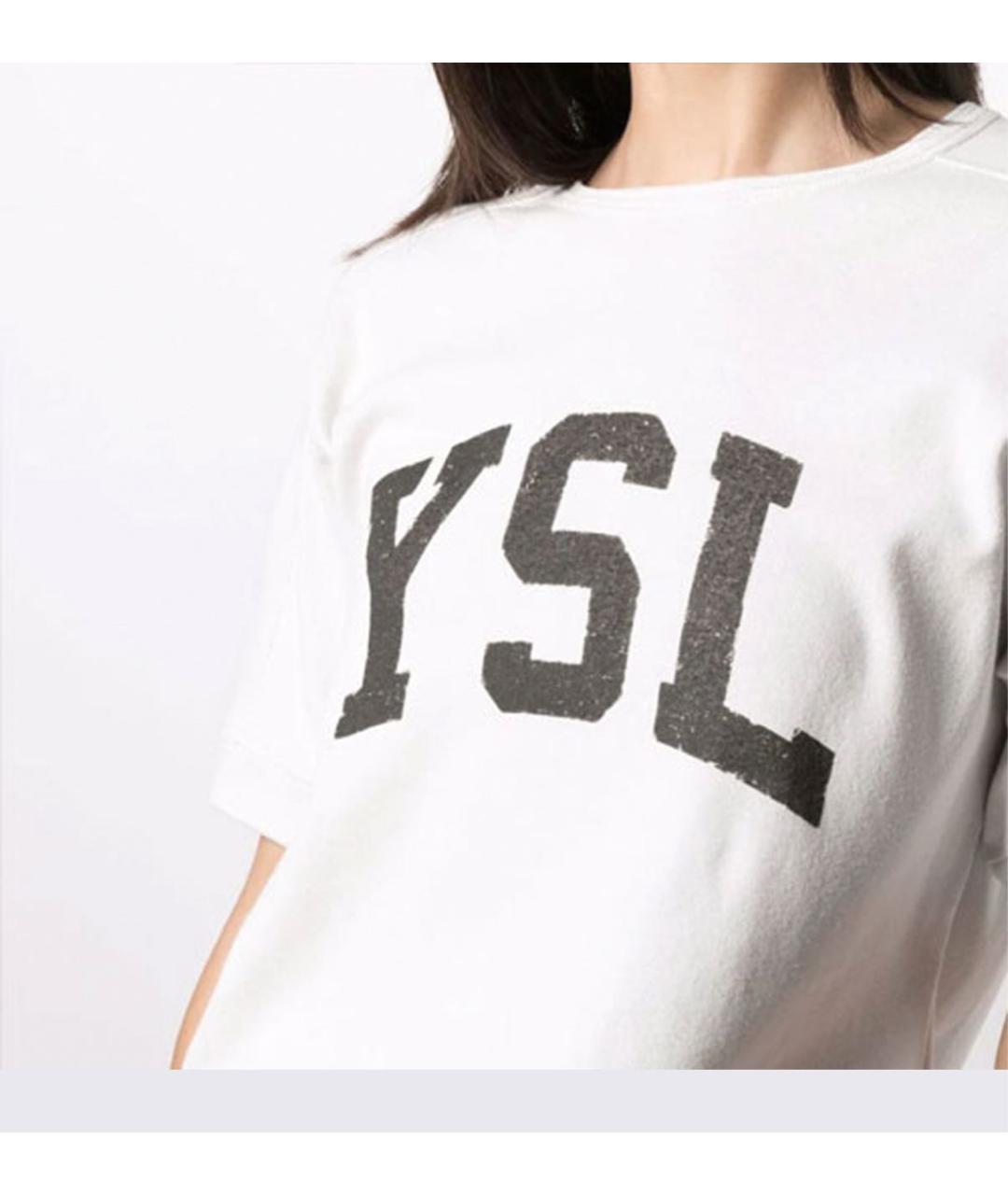 SAINT LAURENT Белая хлопковая футболка, фото 5