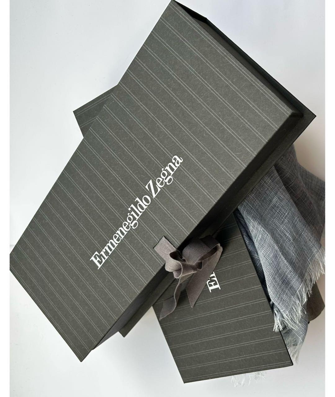 ZEGNA Голубой льняной шарф, фото 4