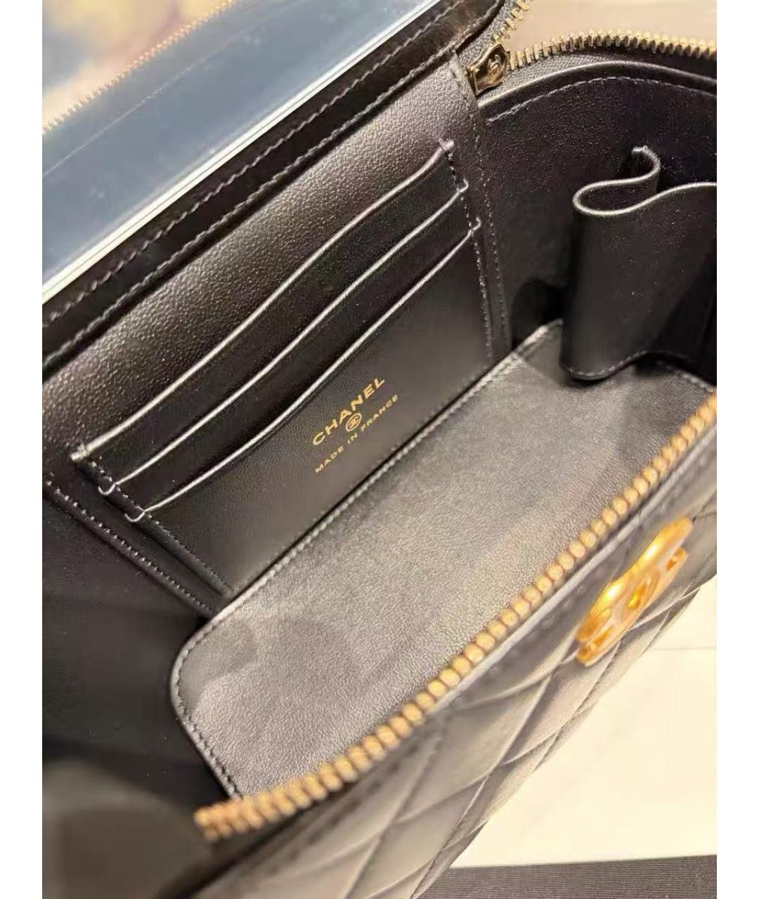 CHANEL Черная кожаная сумка с короткими ручками, фото 5