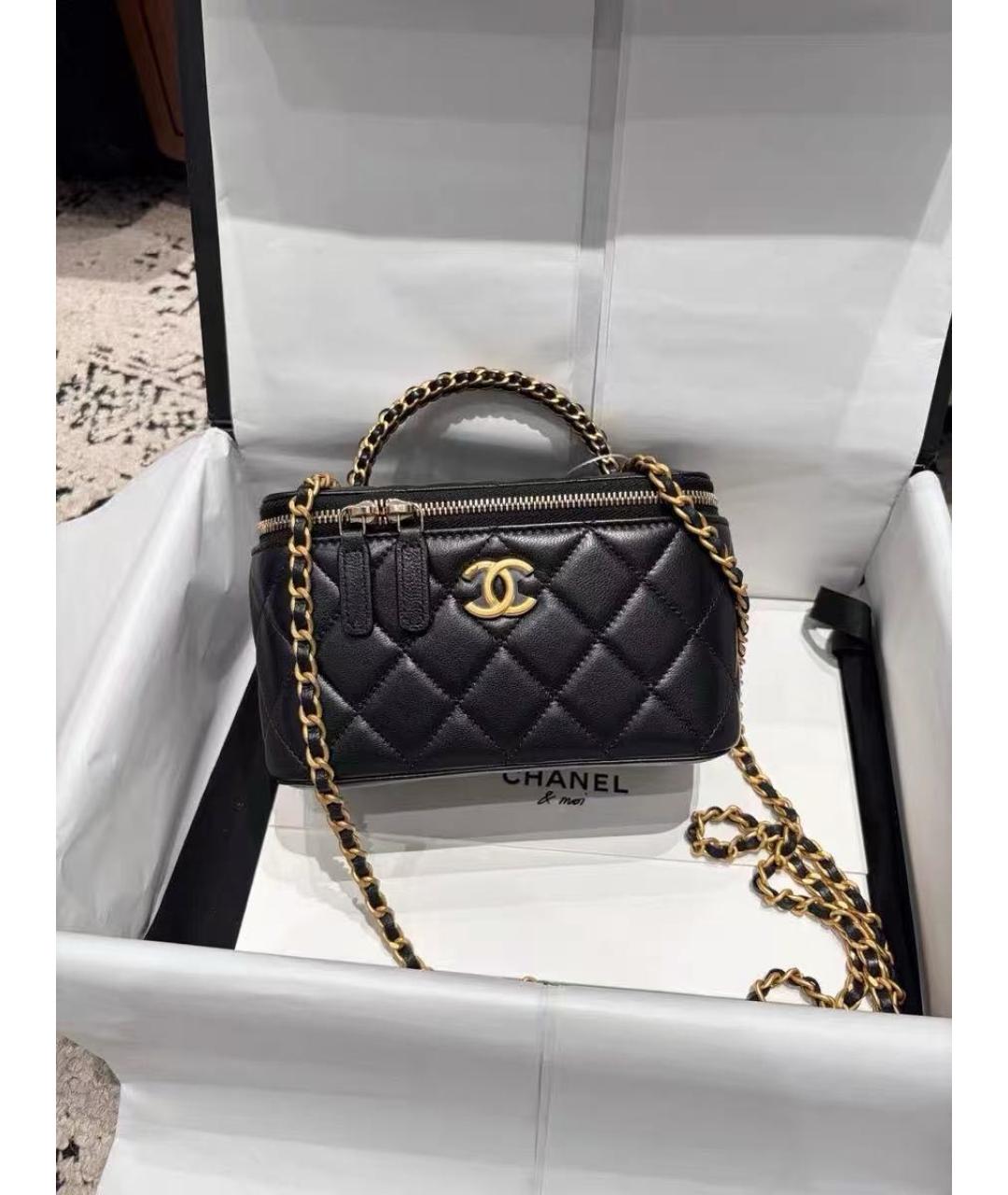 CHANEL Черная кожаная сумка с короткими ручками, фото 2