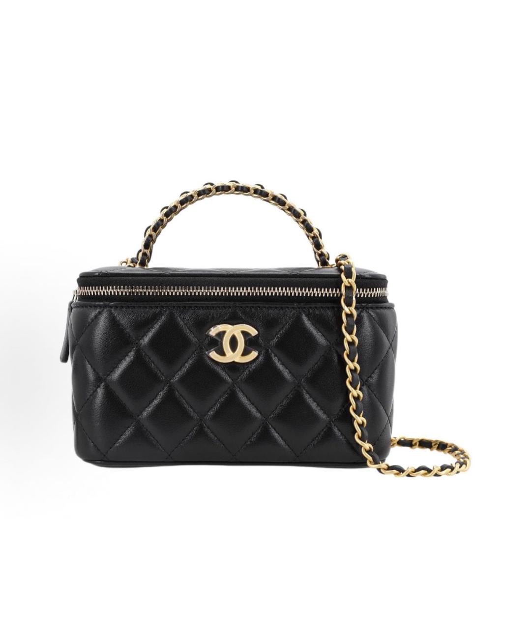 CHANEL Черная кожаная сумка с короткими ручками, фото 7