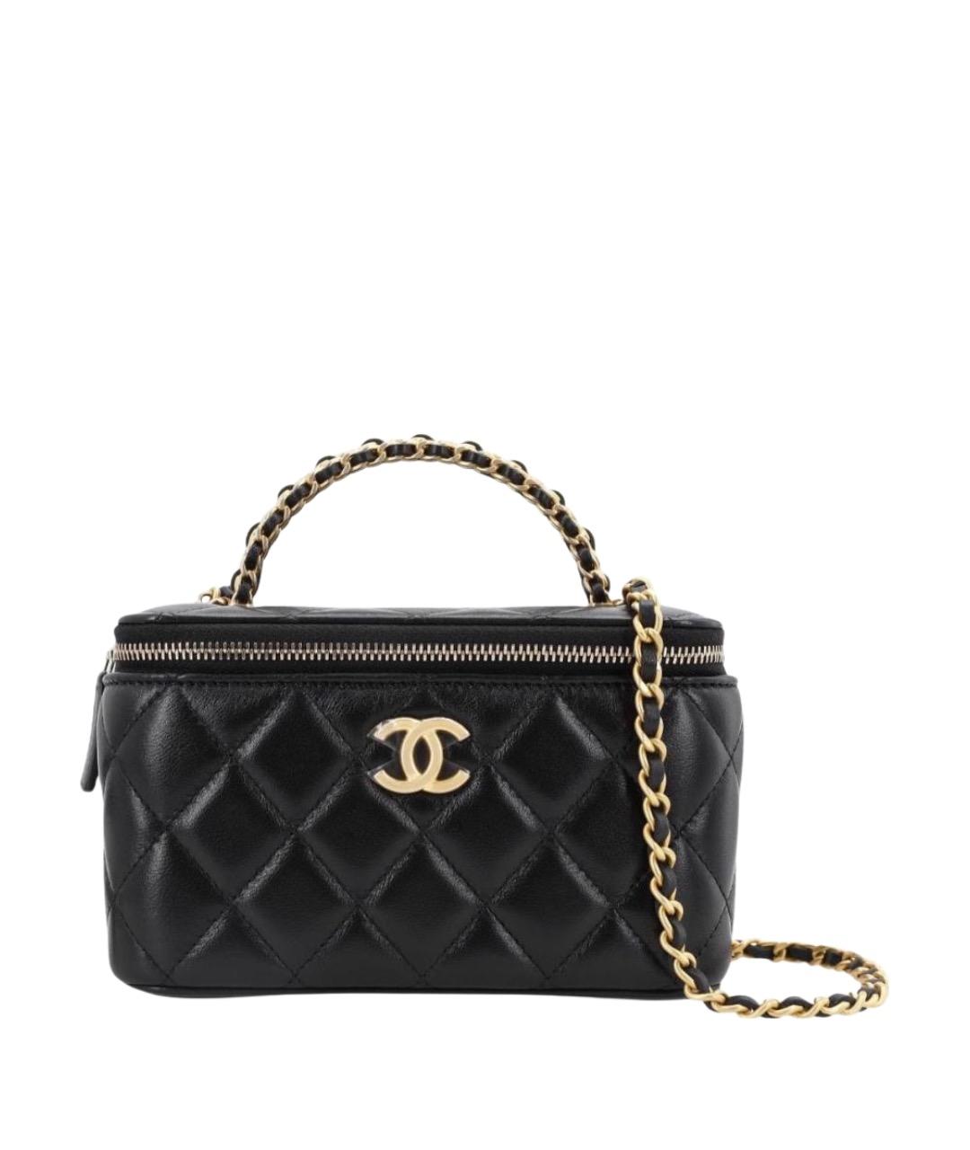 CHANEL Черная кожаная сумка с короткими ручками, фото 1