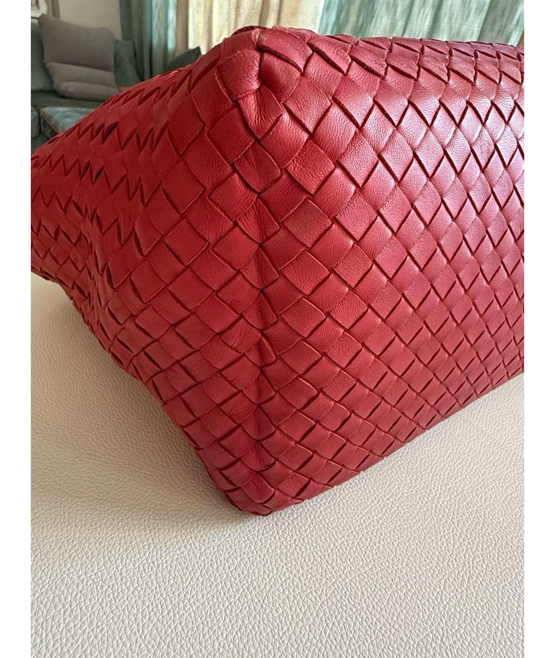 BOTTEGA VENETA Бордовая кожаная сумка тоут, фото 3