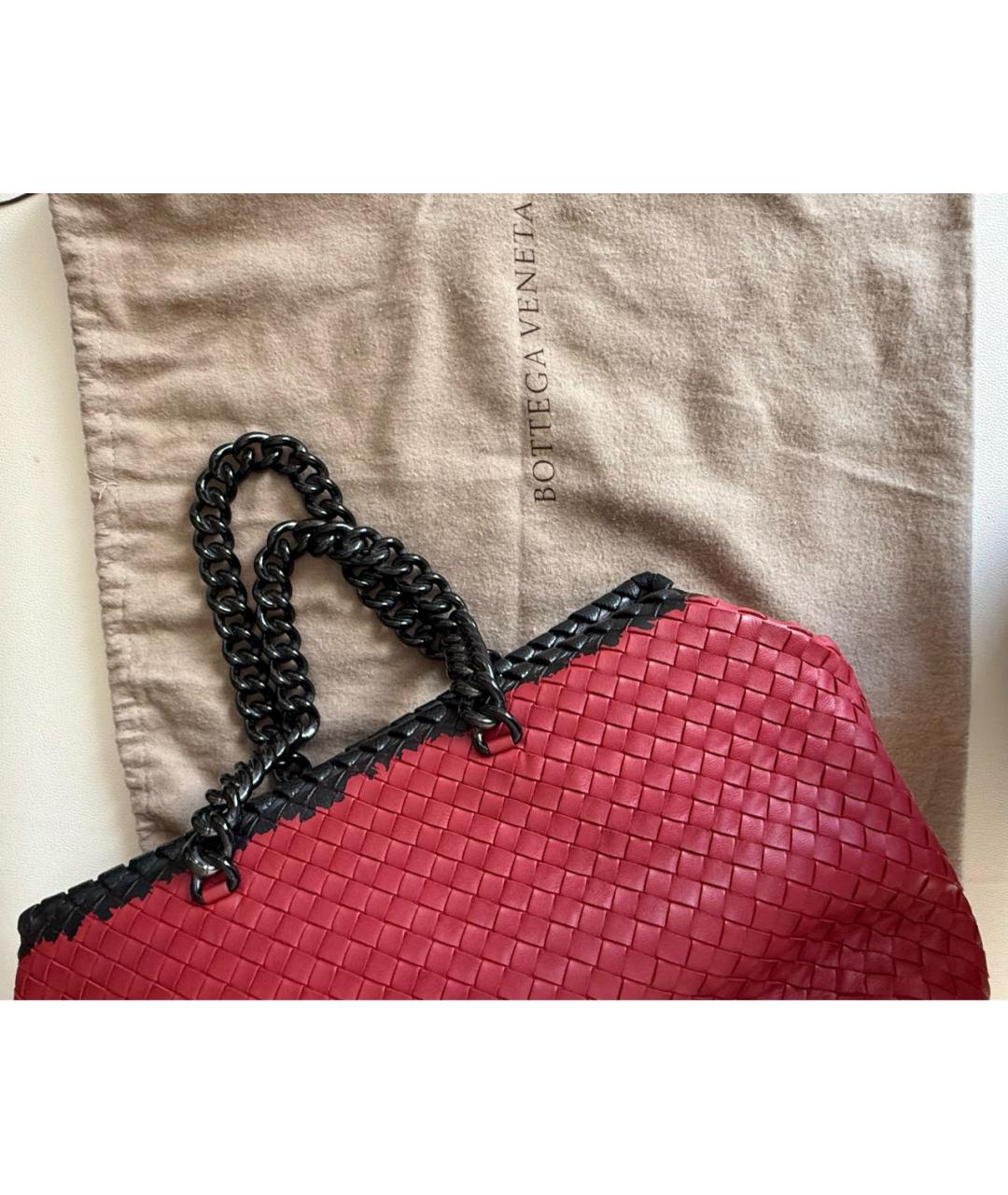 BOTTEGA VENETA Бордовая кожаная сумка тоут, фото 6