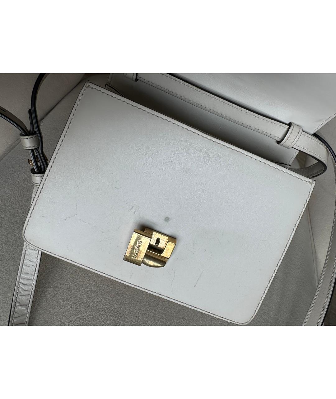 GUCCI Белая кожаная сумка с короткими ручками, фото 7