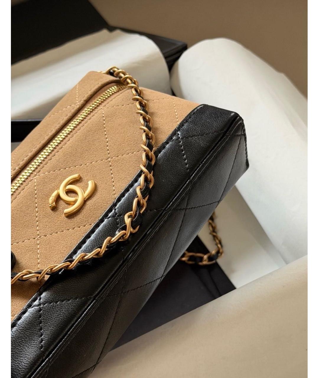 CHANEL Бежевая замшевая сумка через плечо, фото 4