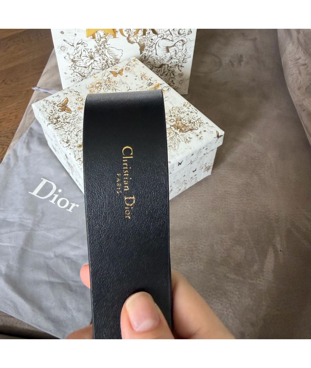 CHRISTIAN DIOR Черный кожаный ремень, фото 3
