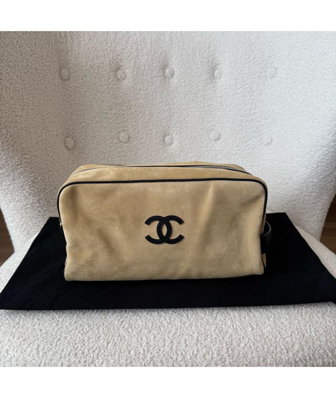 CHANEL Бежевая кожаная косметичка, фото 2