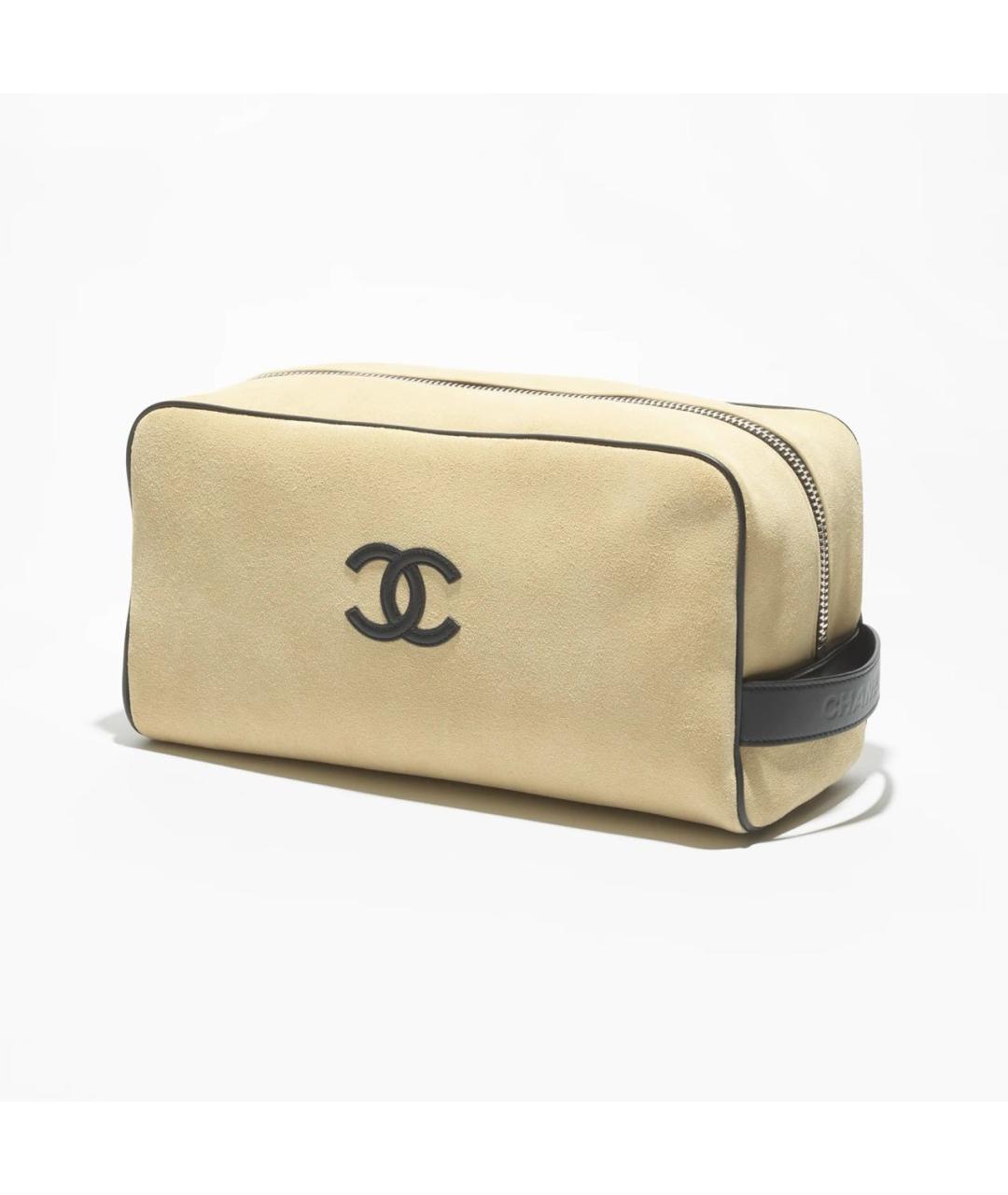 CHANEL Бежевая кожаная косметичка, фото 6