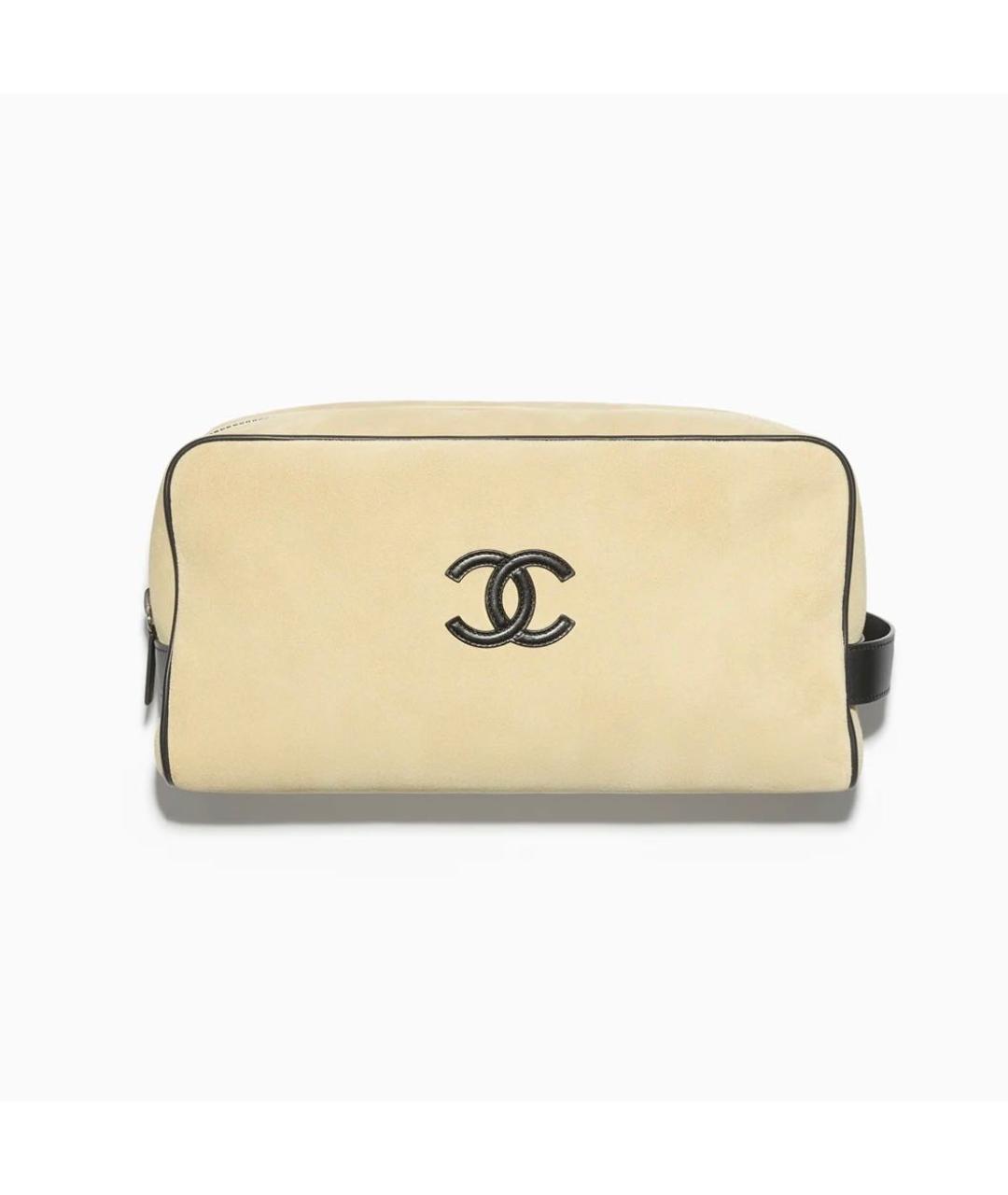 CHANEL Бежевая кожаная косметичка, фото 8