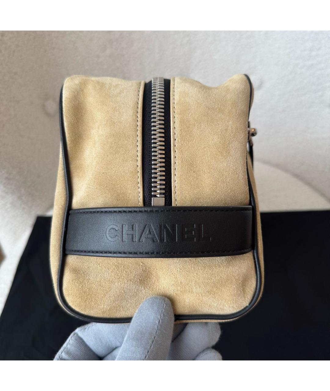 CHANEL Бежевая кожаная косметичка, фото 4