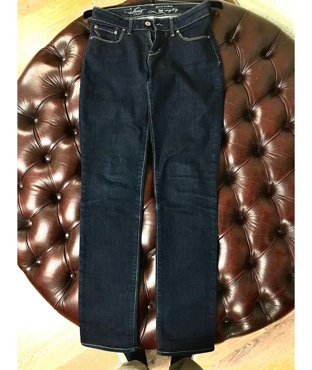 LEVI'S Темно-синие хлопко-полиэстеровые прямые джинсы, фото 5