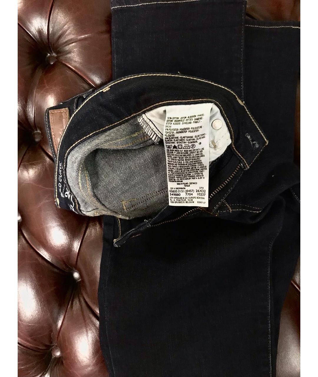 LEVI'S Темно-синие хлопко-полиэстеровые прямые джинсы, фото 4