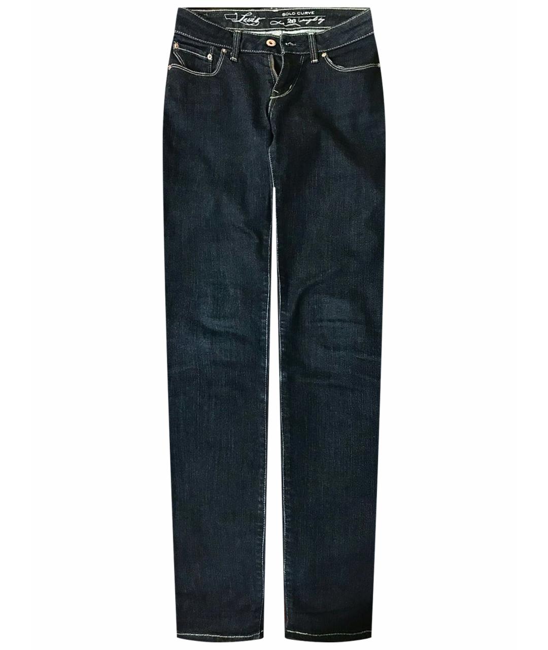 LEVI'S Темно-синие хлопко-полиэстеровые прямые джинсы, фото 1