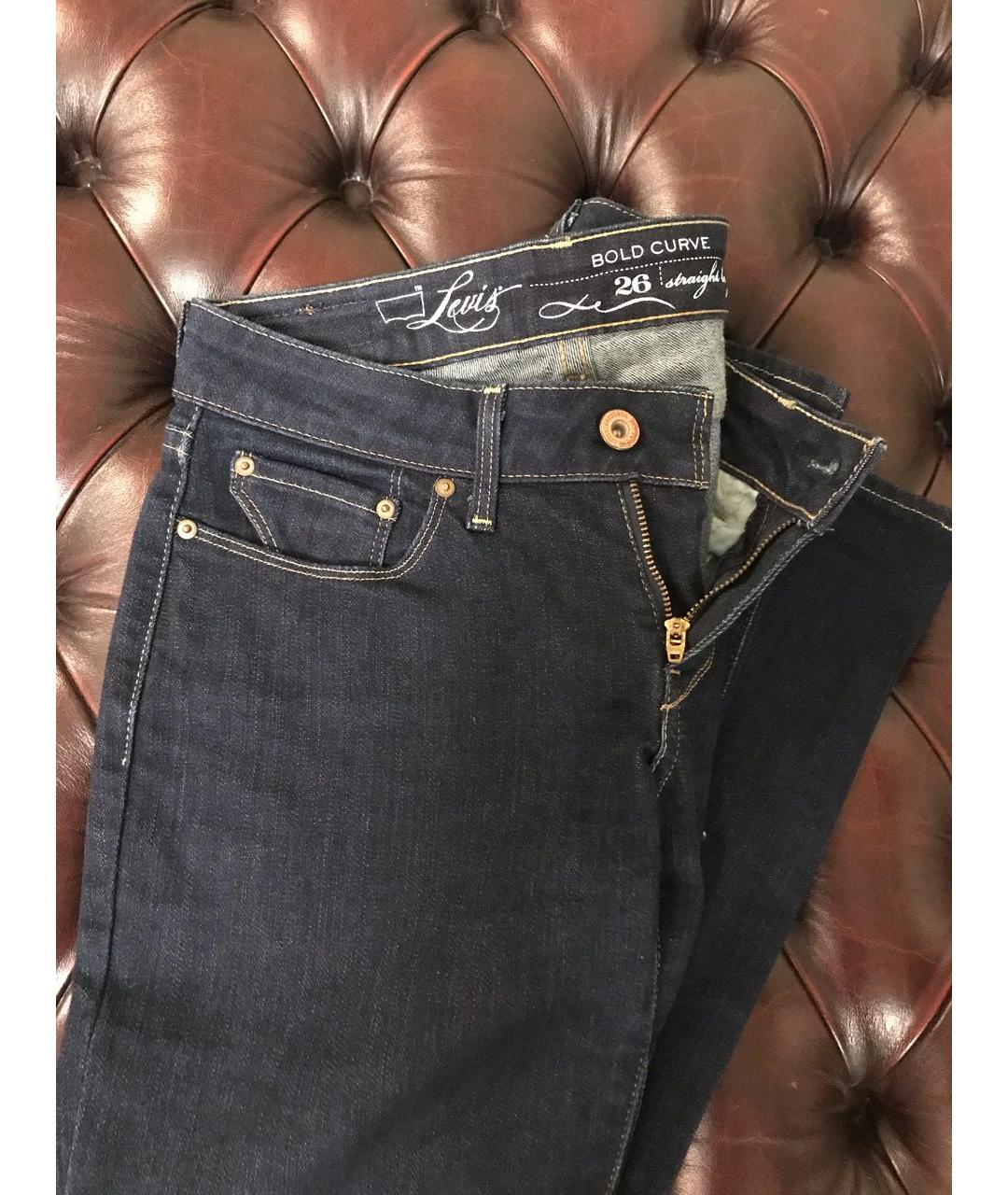 LEVI'S Темно-синие хлопко-полиэстеровые прямые джинсы, фото 3