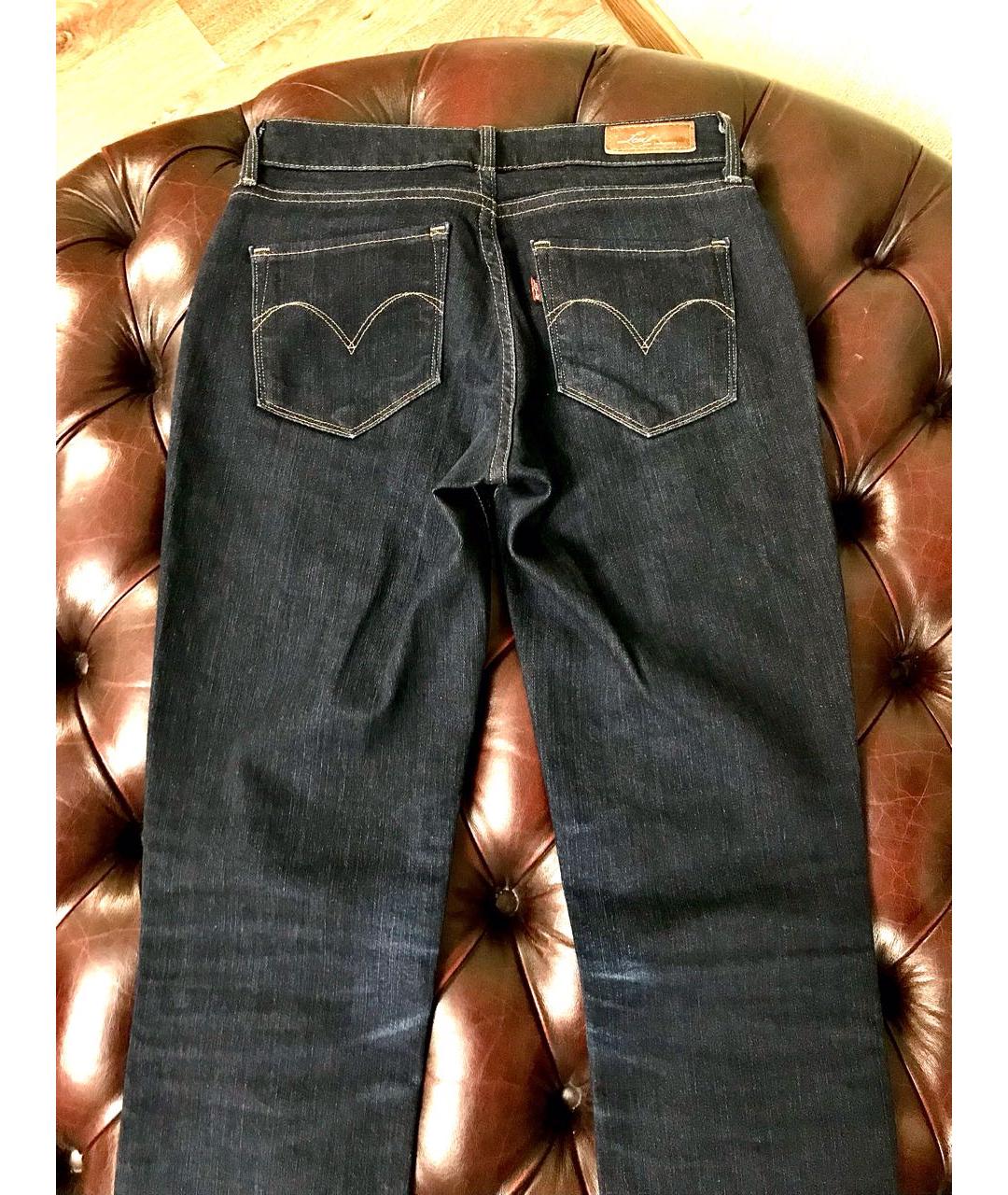 LEVI'S Темно-синие хлопко-полиэстеровые прямые джинсы, фото 2