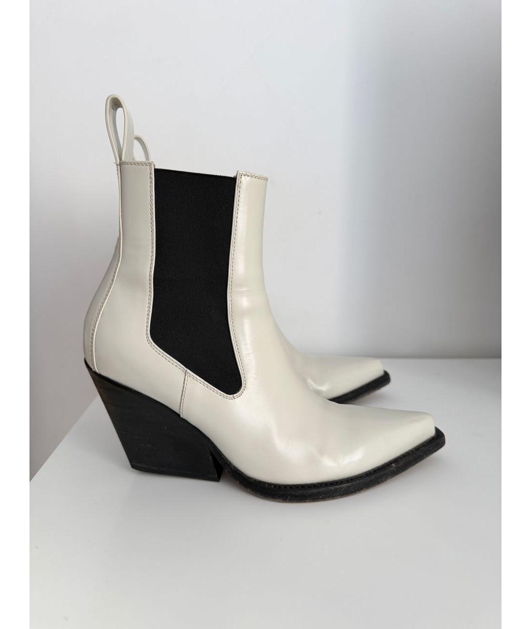 BOTTEGA VENETA Белые кожаные ботильоны, фото 9
