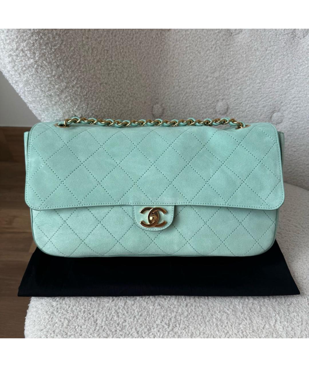 CHANEL Бирюзовая кожаная сумка через плечо, фото 2