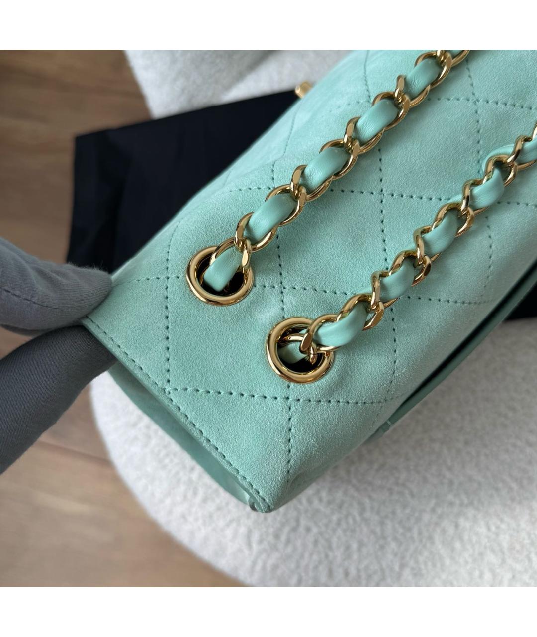 CHANEL Бирюзовая кожаная сумка через плечо, фото 4