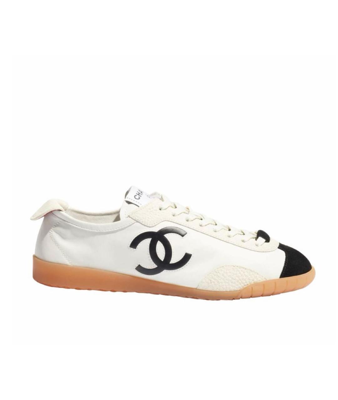 CHANEL Бежевые кожаные кеды, фото 6