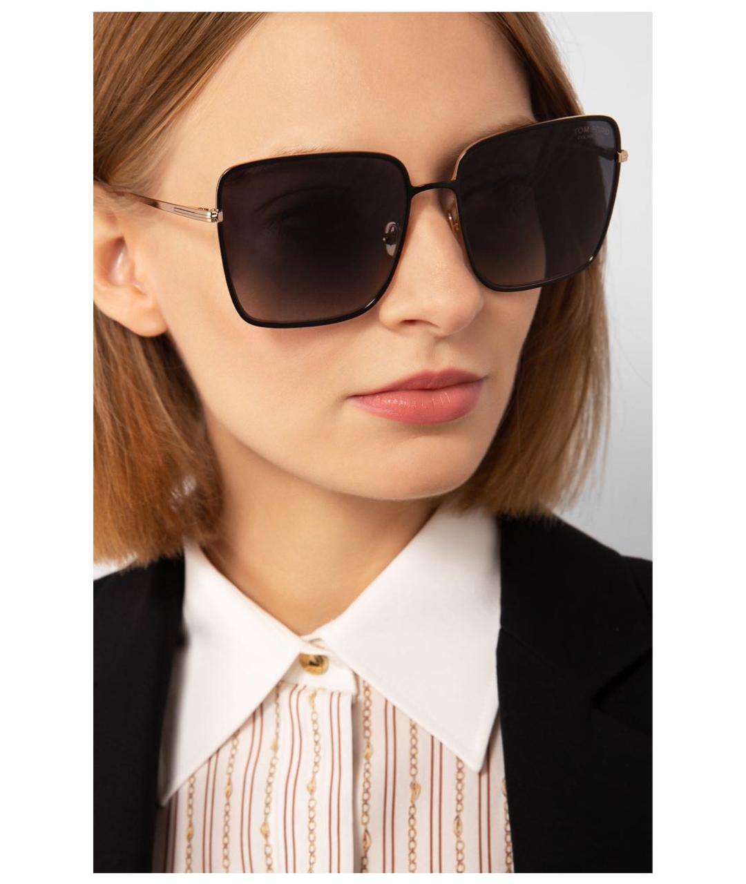 TOM FORD Золотые металлические солнцезащитные очки, фото 6
