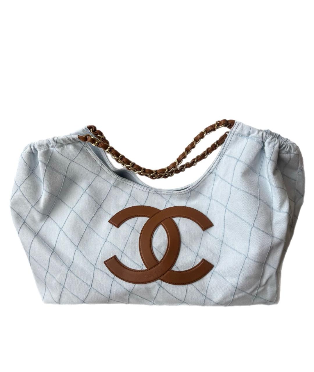 CHANEL Голубая деним сумка тоут, фото 7