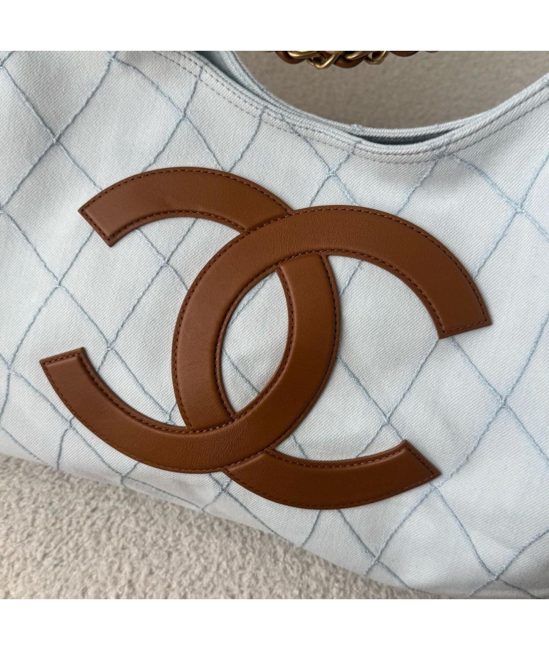 CHANEL Голубая деним сумка тоут, фото 3