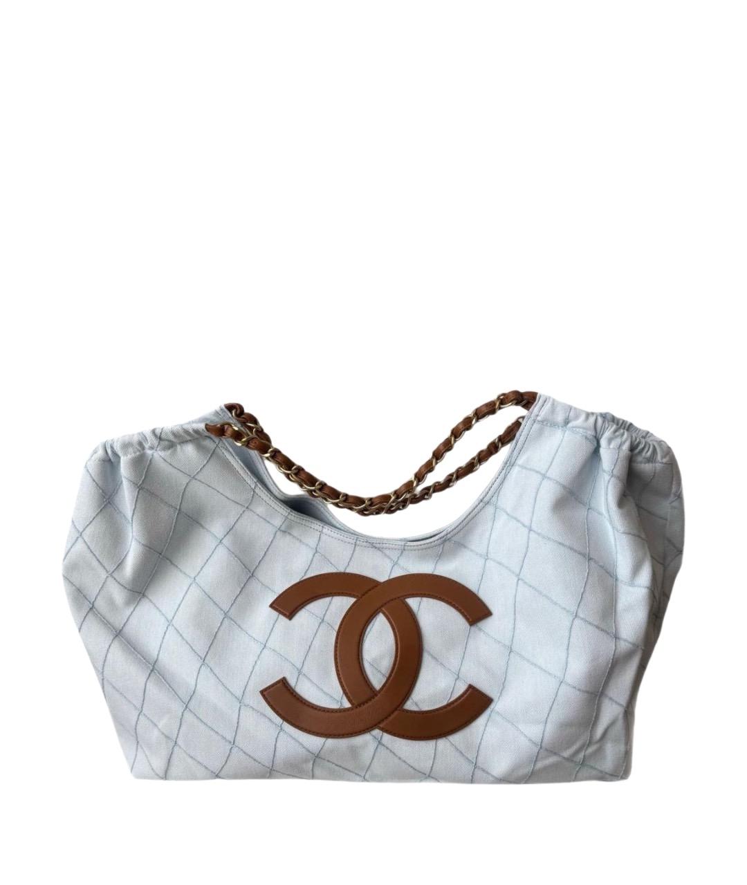 CHANEL Голубая деним сумка тоут, фото 1