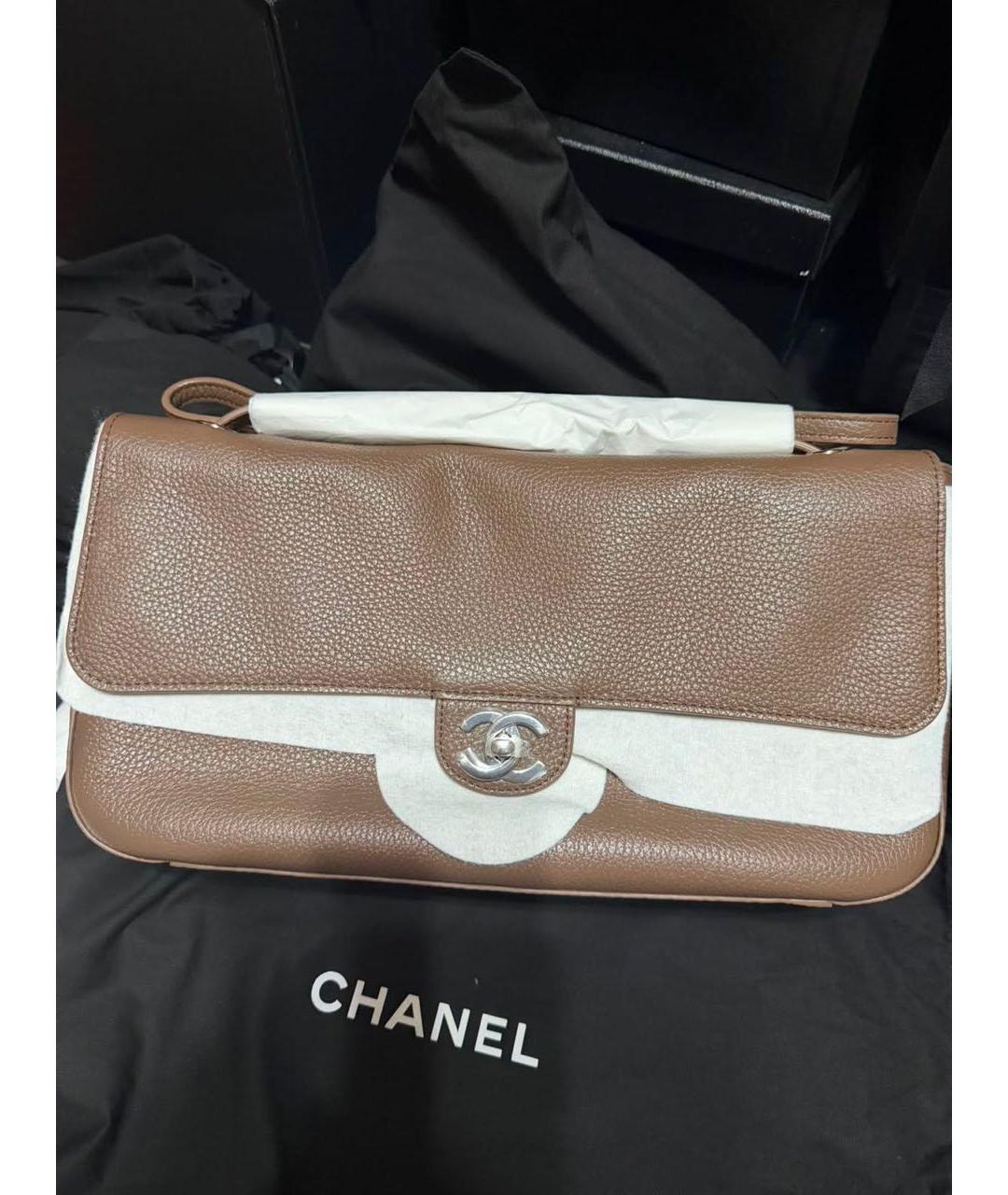 CHANEL Коричневая кожаная сумка через плечо, фото 8