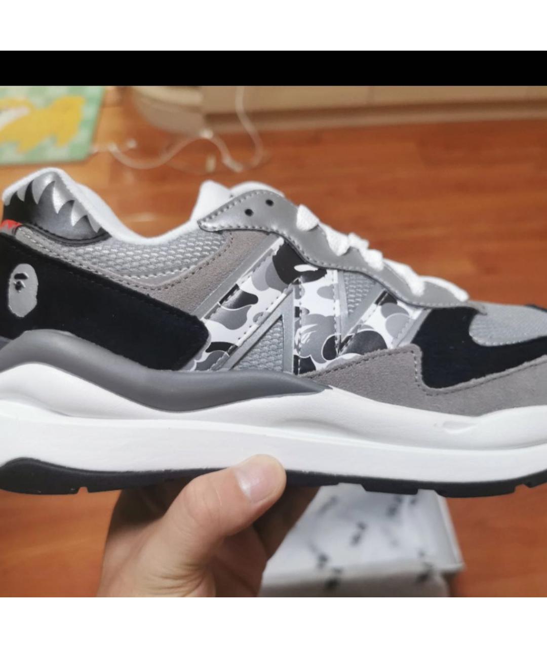 A BATHING APE Серые текстильные низкие кроссовки / кеды, фото 7