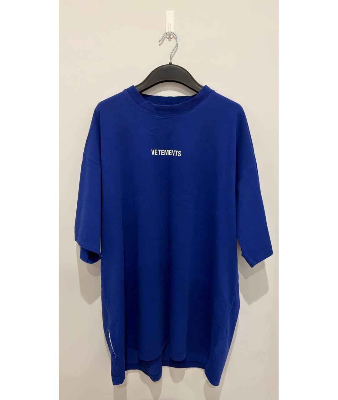 VETEMENTS Синяя хлопковая футболка, фото 2
