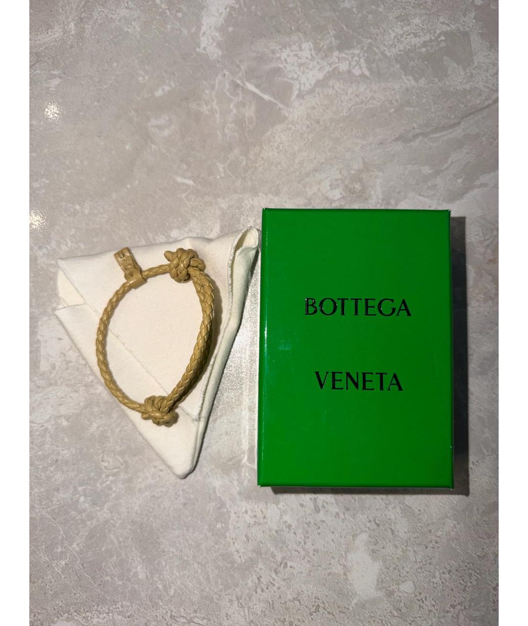 BOTTEGA VENETA Бежевый кожаный браслет, фото 6