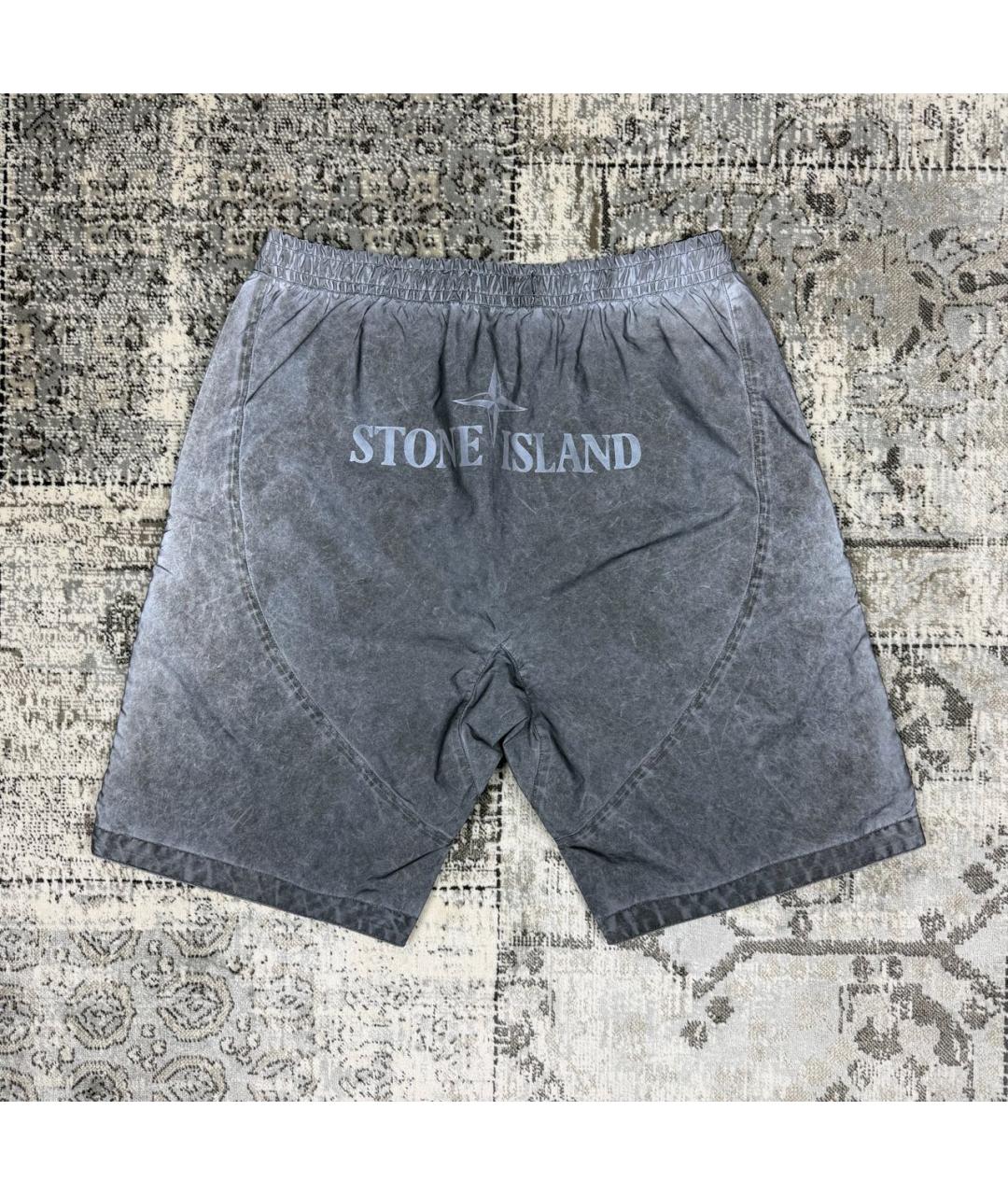 STONE ISLAND Антрацитовые полиамидовые шорты, фото 2