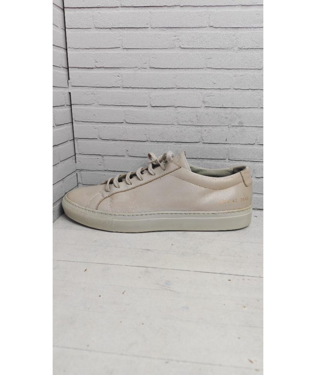COMMON PROJECTS Бежевые кожаные низкие кроссовки / кеды, фото 8