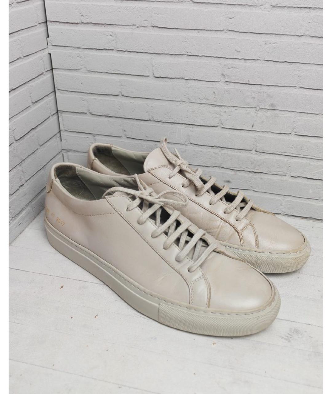 COMMON PROJECTS Бежевые кожаные низкие кроссовки / кеды, фото 3