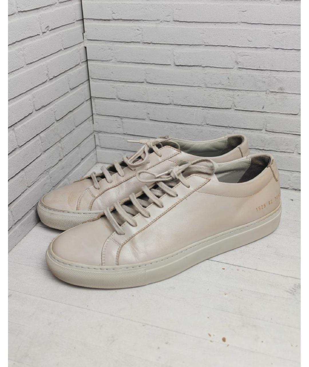 COMMON PROJECTS Бежевые кожаные низкие кроссовки / кеды, фото 2