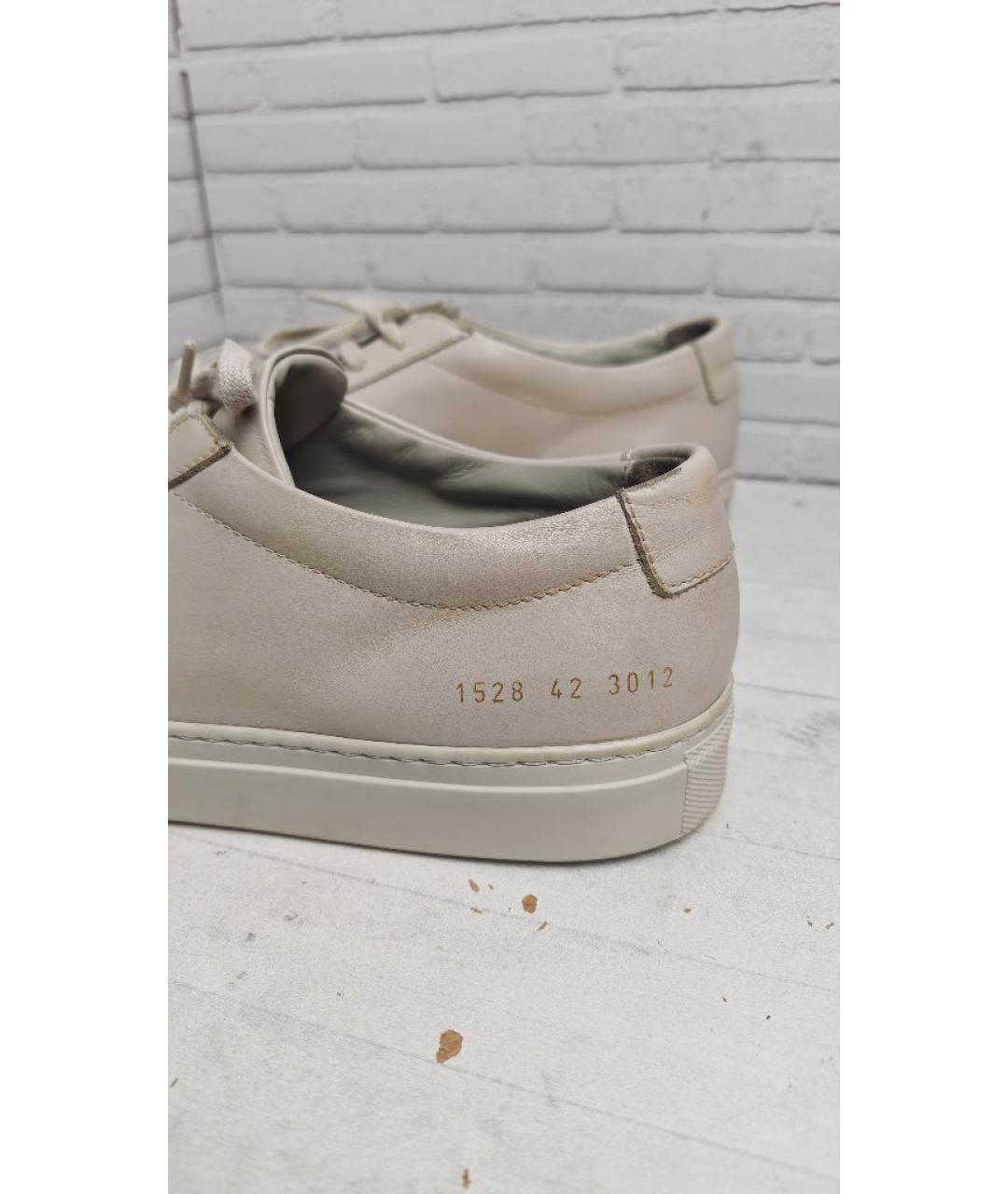 COMMON PROJECTS Бежевые кожаные низкие кроссовки / кеды, фото 6