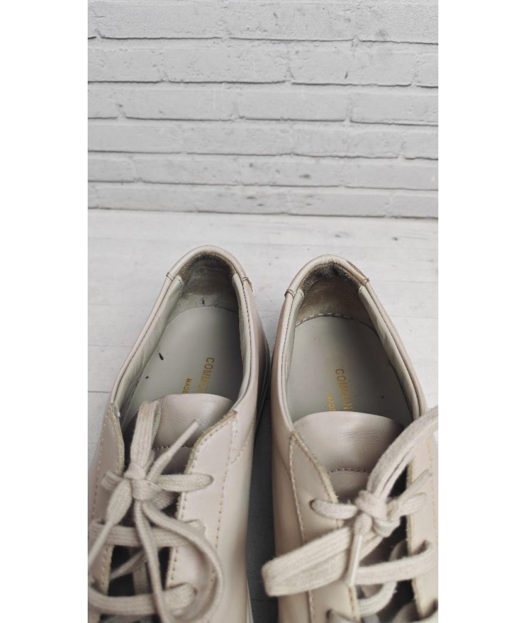 COMMON PROJECTS Бежевые кожаные низкие кроссовки / кеды, фото 5