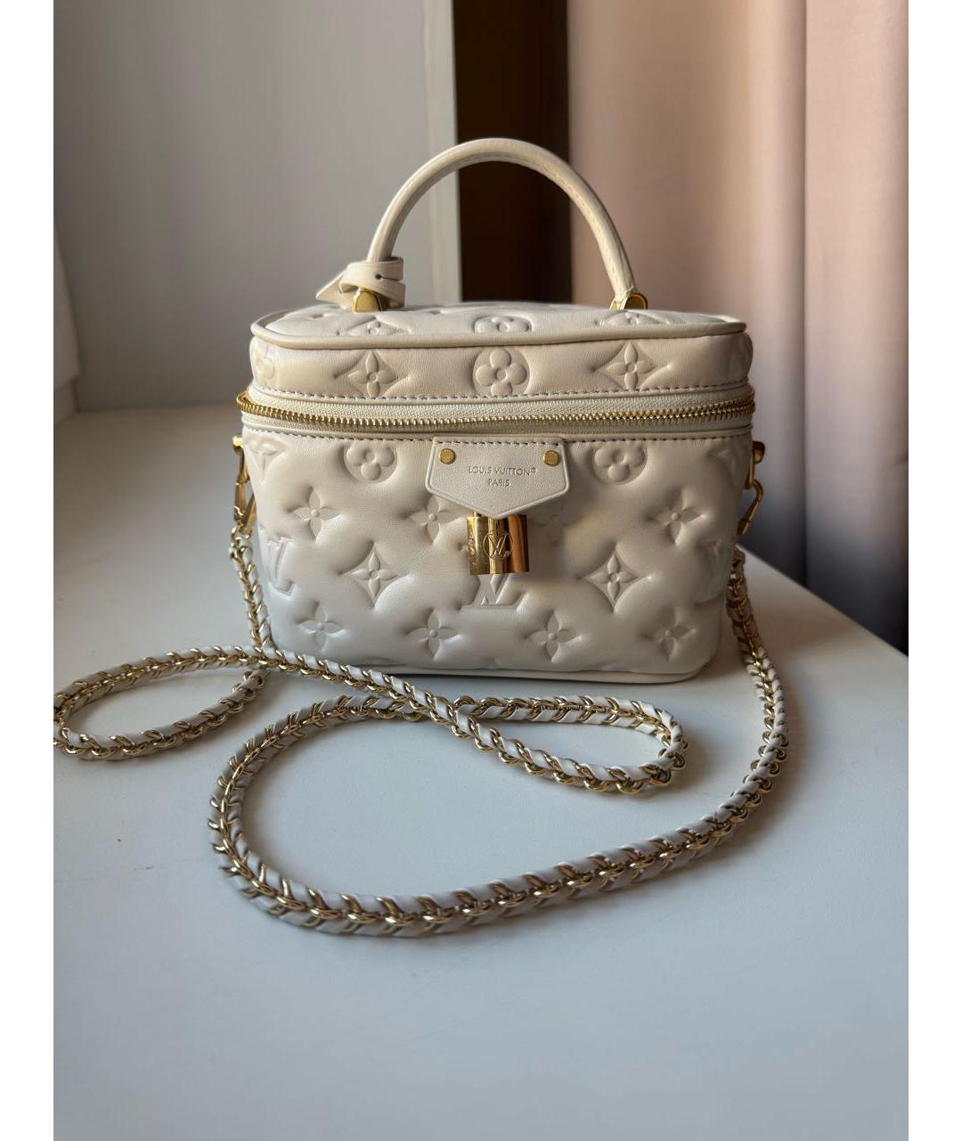 LOUIS VUITTON Бежевая кожаная сумка через плечо, фото 5
