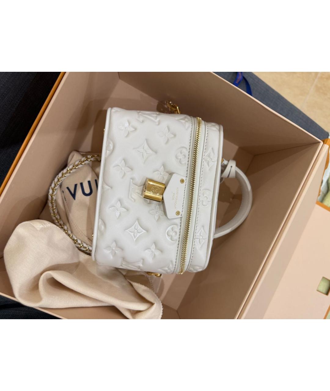 LOUIS VUITTON Бежевая кожаная сумка через плечо, фото 3