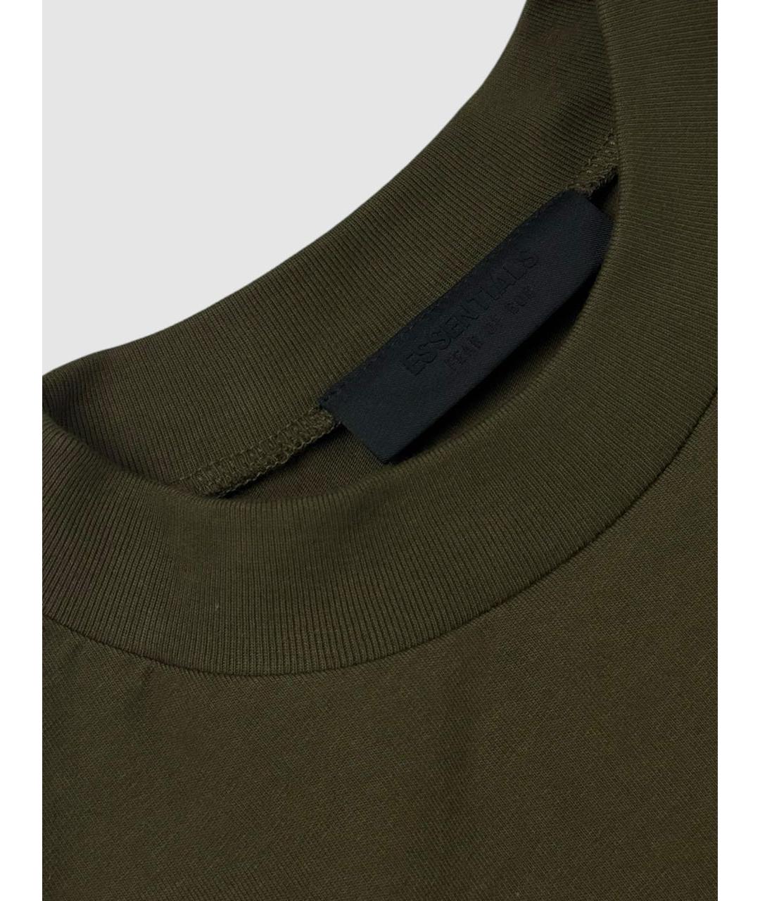 FEAR OF GOD ESSENTIALS Хаки хлопковая футболка, фото 3