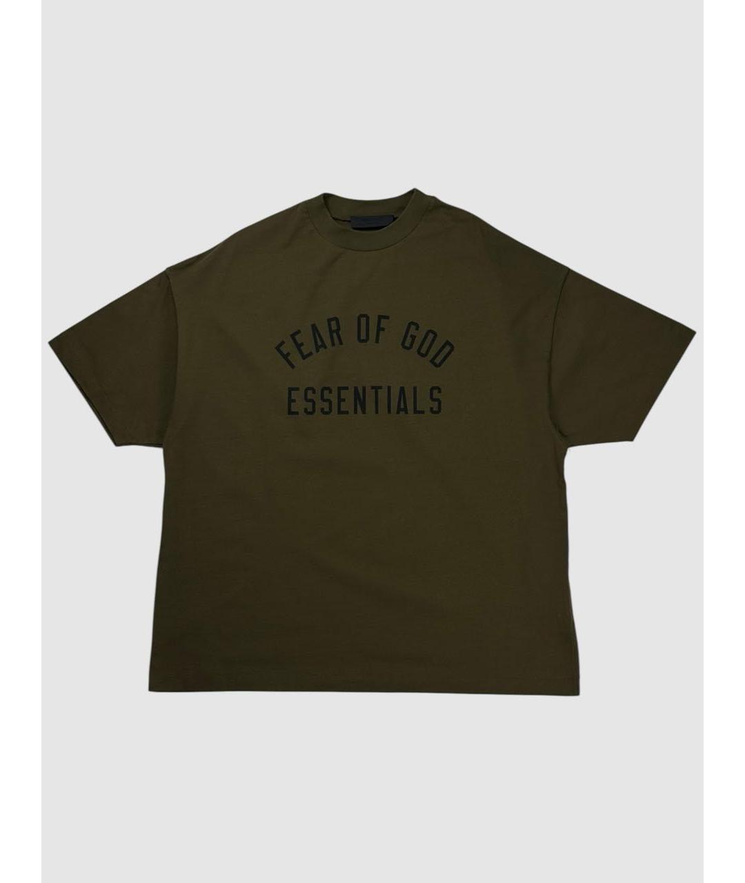 FEAR OF GOD ESSENTIALS Хаки хлопковая футболка, фото 8