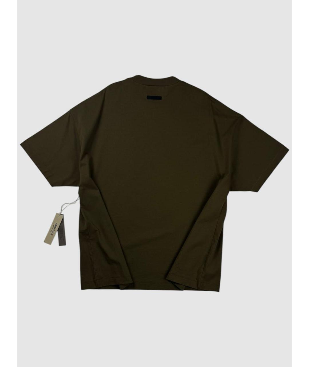 FEAR OF GOD ESSENTIALS Хаки хлопковая футболка, фото 5
