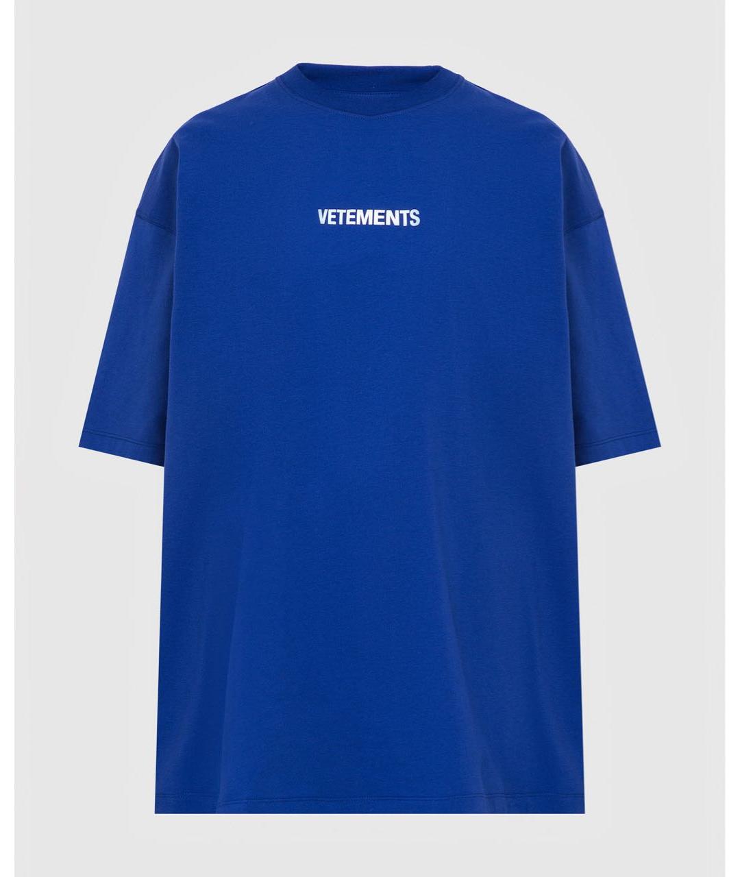 VETEMENTS Синяя хлопковая футболка, фото 5