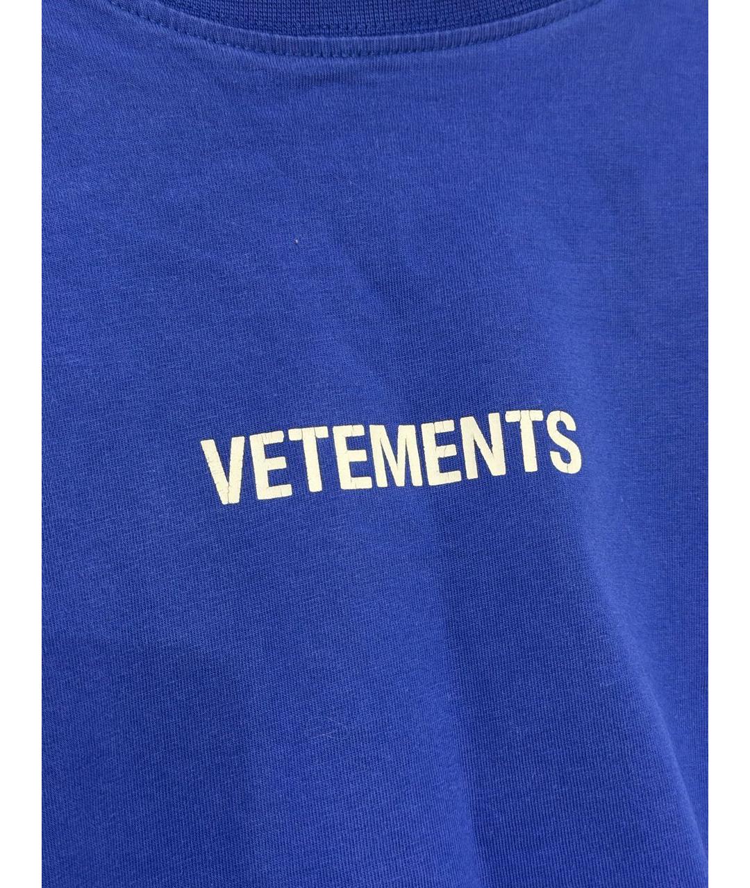 VETEMENTS Синяя хлопковая футболка, фото 3