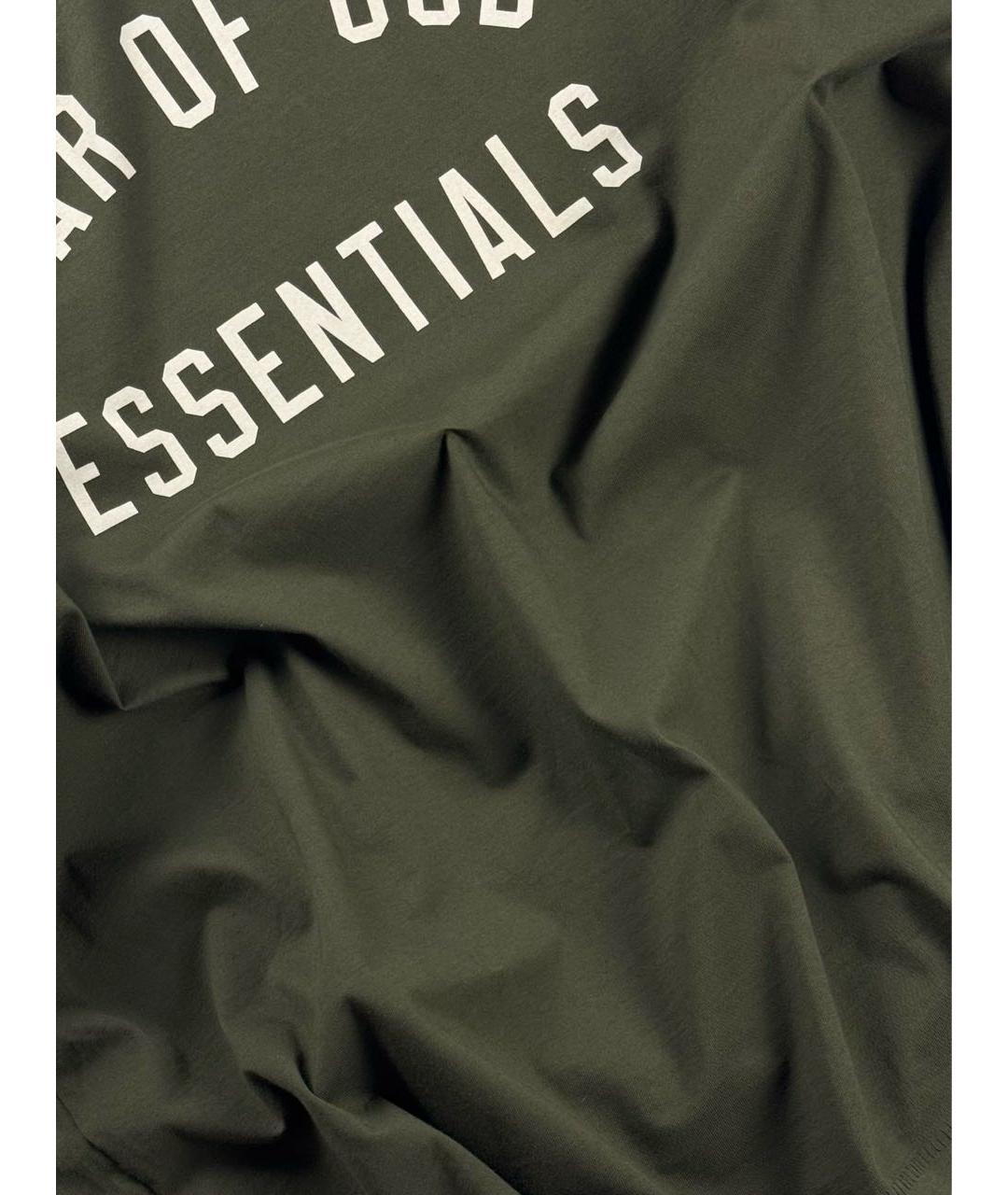 FEAR OF GOD ESSENTIALS Зеленая хлопковая футболка, фото 3
