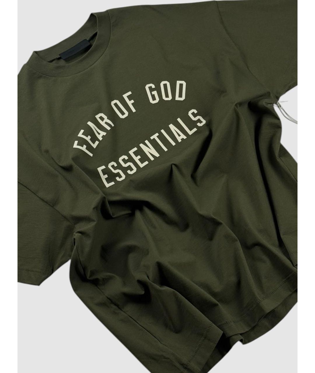 FEAR OF GOD ESSENTIALS Зеленая хлопковая футболка, фото 2