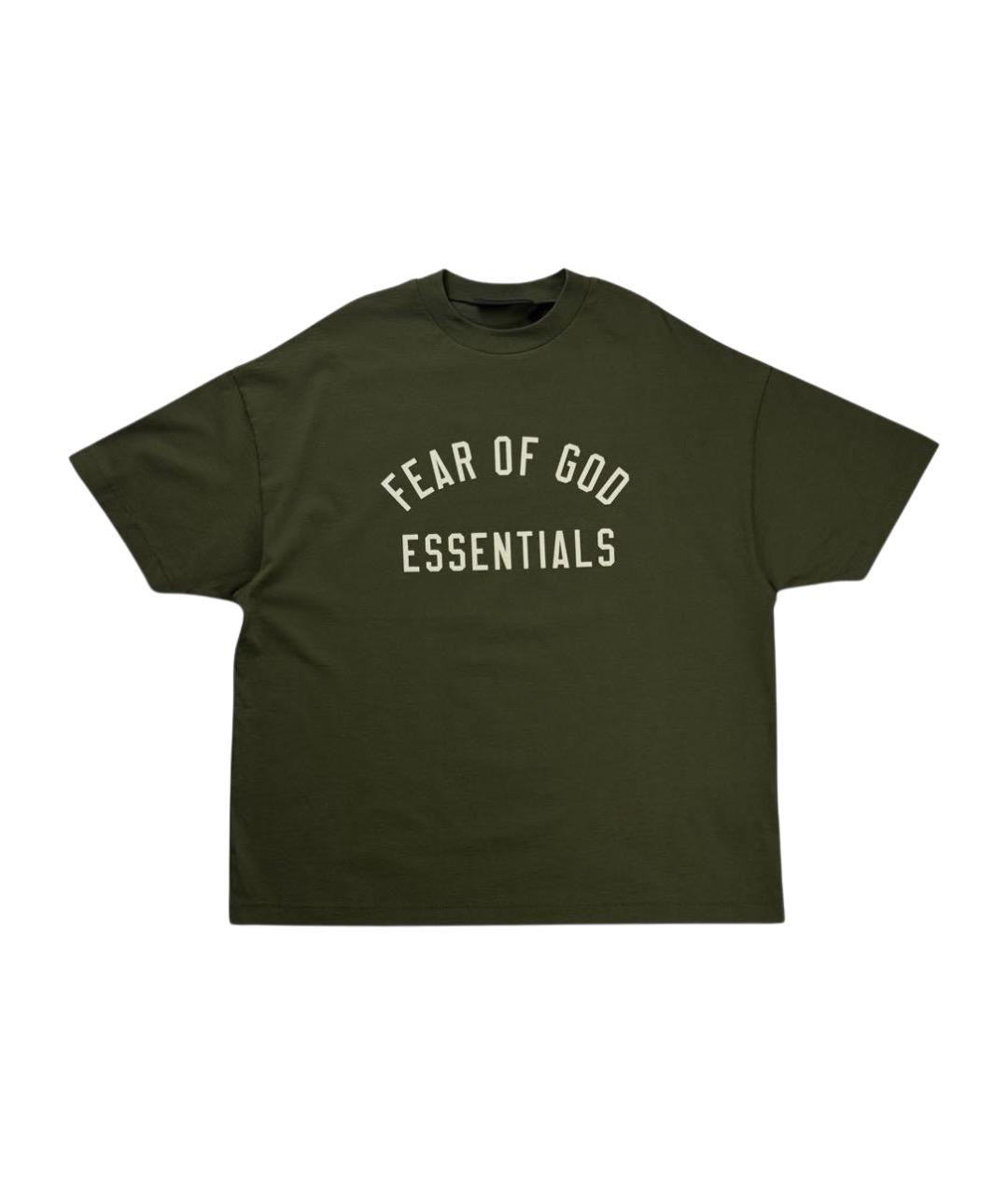 FEAR OF GOD ESSENTIALS Зеленая хлопковая футболка, фото 1