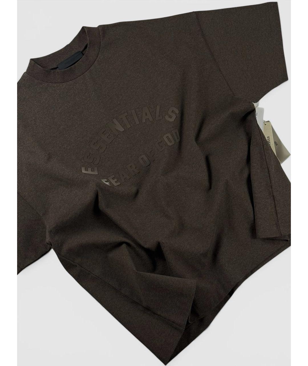 FEAR OF GOD ESSENTIALS Коричневая хлопковая футболка, фото 2