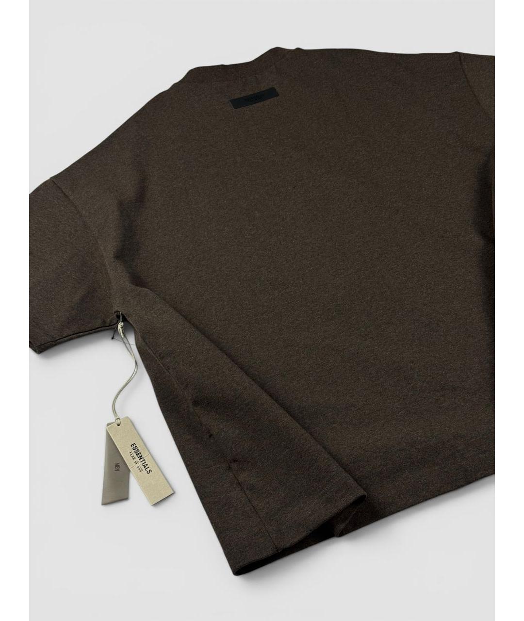 FEAR OF GOD ESSENTIALS Коричневая хлопковая футболка, фото 3